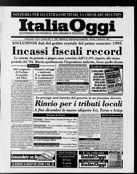 Italia oggi : quotidiano di economia finanza e politica